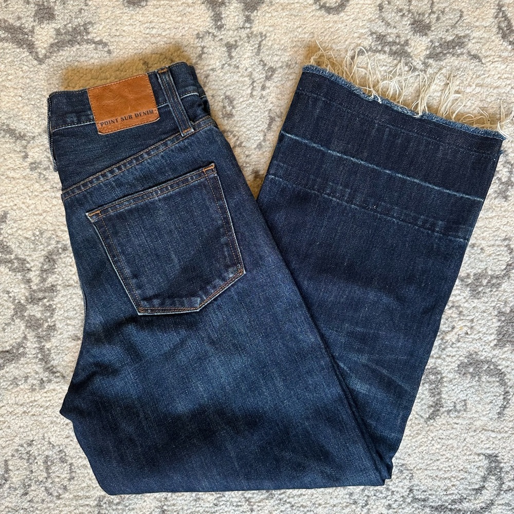 Point Sur J.Crew Wide Leg Cropped Jeans Raw Hem